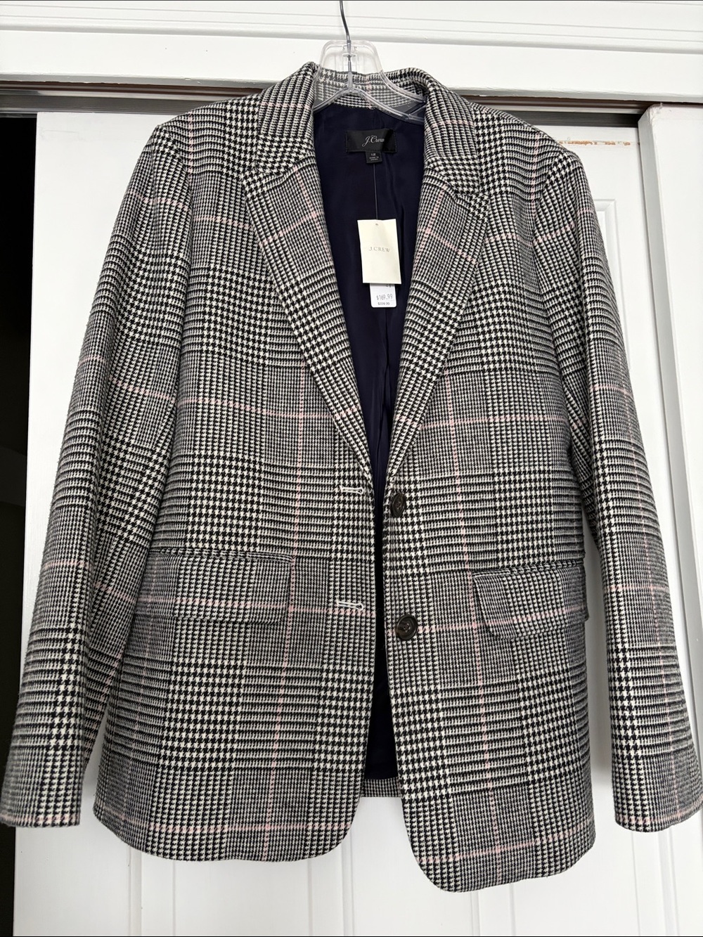 NWT J. Crew Glen Plaid Blazer with Subtle Pink Check